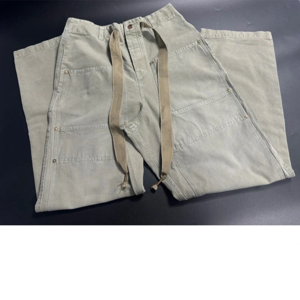 Free People NWOT Drawstring Utility Cargo‎ Pants Khaki/Green Small MSRP $148 - Picture 2 of 6